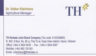 Name card TH Herbals 2013-2014 - front