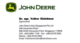 Name card John Deere 2014